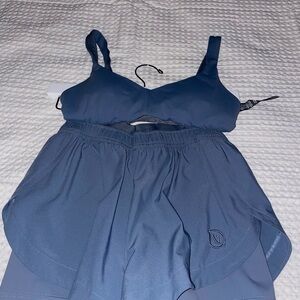 Vuori Blue Sports Bra and Shorts Set